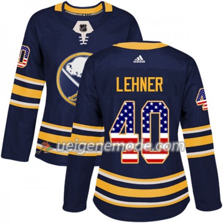 Dame Eishockey Buffalo Sabres Trikot Robin Lehner 40 Adidas 2017-2018 Marineblau USA Flag Fashion Authentic